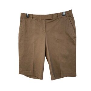 Talbots Walking Shorts Womens 14 Brown Cotton Stretch NWT Flat Front